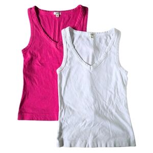 DYLAN Set of 2 Cotton V-Neck Tank Tops Sleeveless XS Extra Small